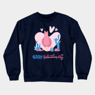 valentines day with cute funny llama love Crewneck Sweatshirt